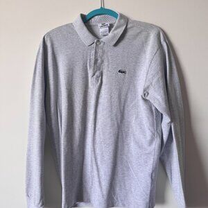 Lacoste Long-Sleeve Light Gray Collared Shirt - Size 5 - 100% Cotton - Worn Once